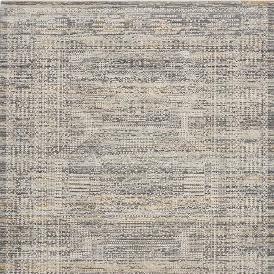 Ivory And Slate Gray Geometric Distressed Area Rug With Fringe Photo 8