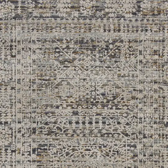 Ivory And Slate Gray Oriental Distressed Area Rug With Fringe Photo 6
