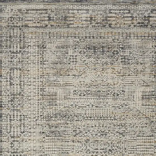 Ivory And Slate Gray Oriental Distressed Area Rug With Fringe Photo 4