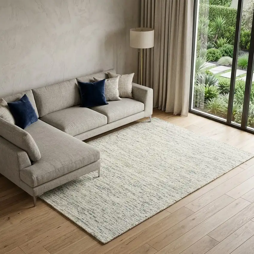 Ivory And Stone Hand Tufted Area Rug Photo 1