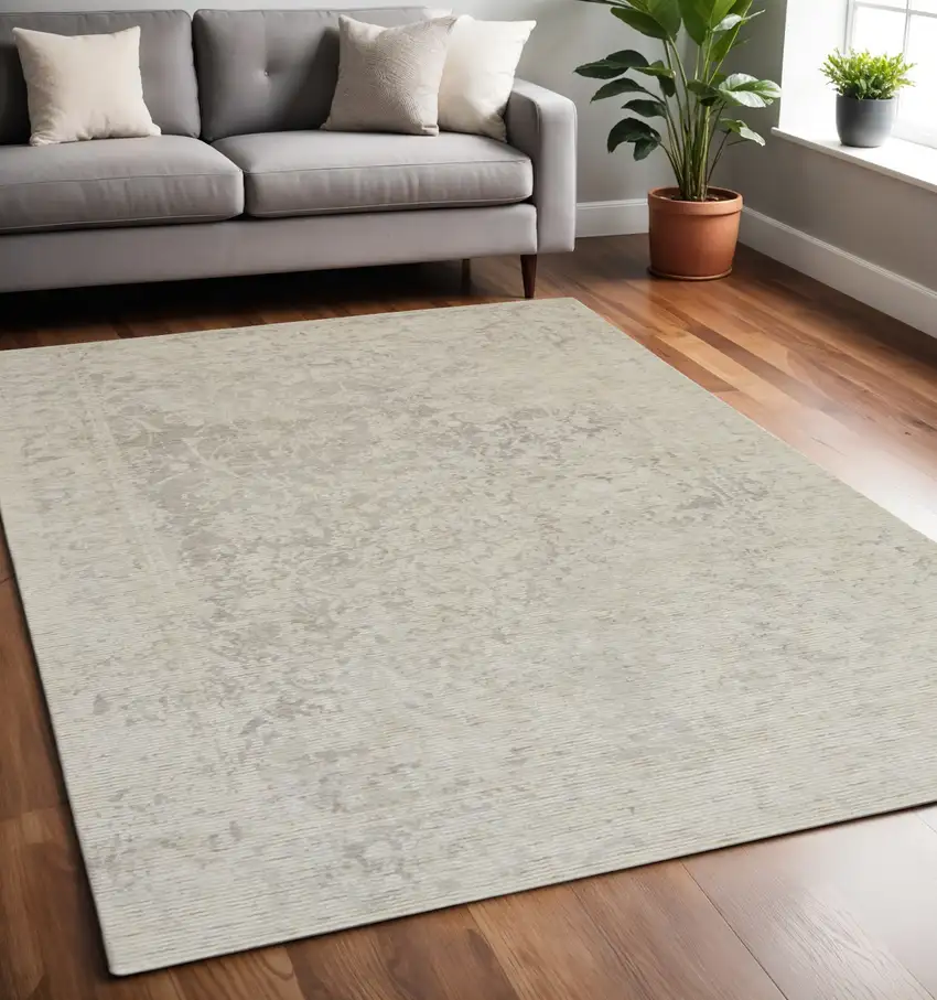 Ivory Abstract Hand Woven Area Rug Photo 1