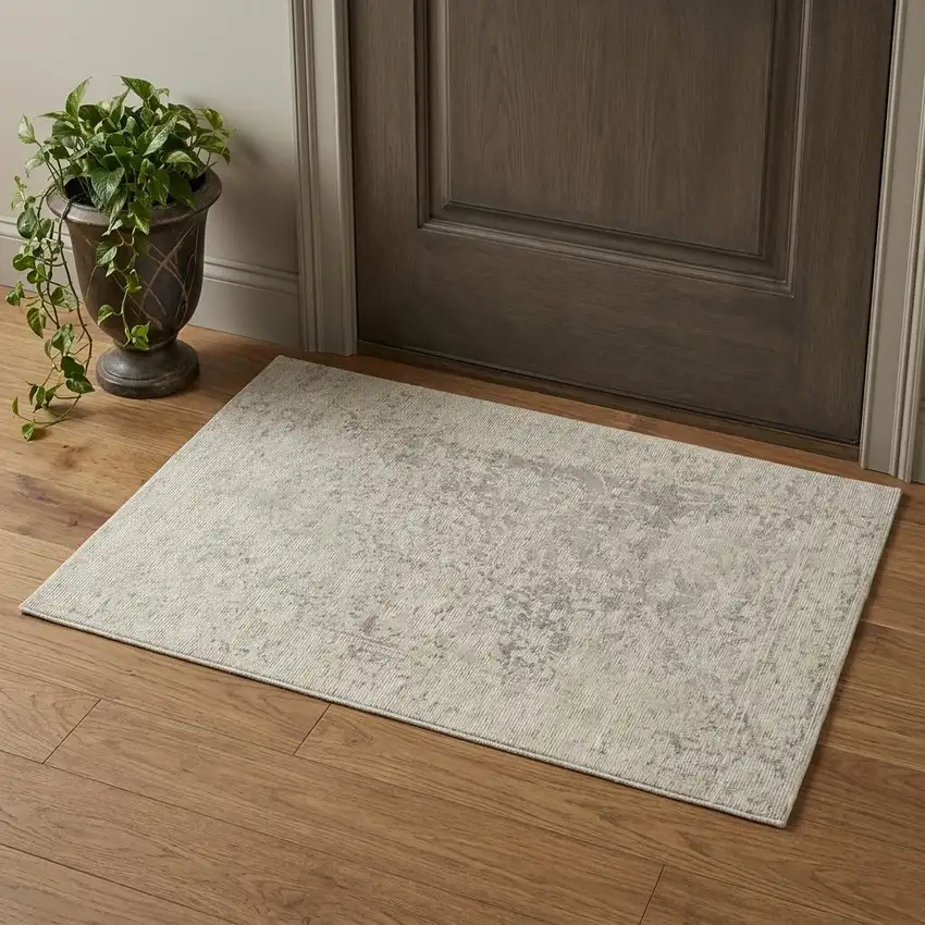 Ivory And Tan Abstract Hand Woven Area Rug Photo 1
