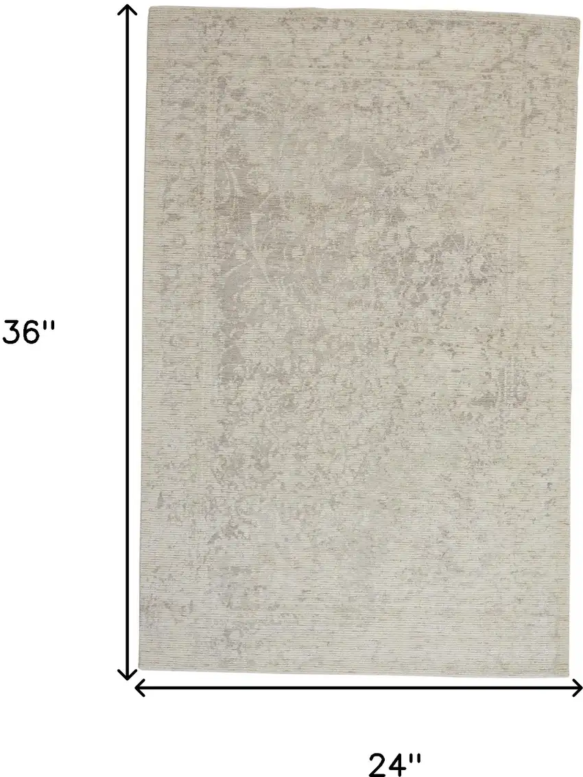 Ivory And Tan Abstract Hand Woven Area Rug Photo 8