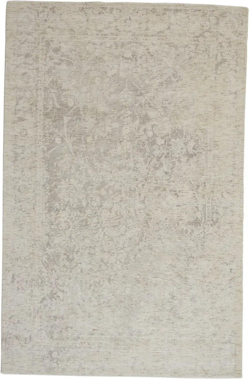Ivory And Tan Abstract Hand Woven Area Rug Photo 1
