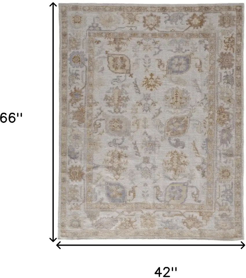 Ivory And Tan Floral Hand Knotted Stain Resistant Area Rug Photo 10