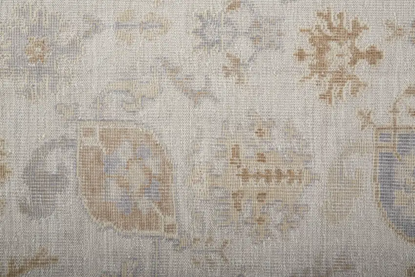 Ivory And Tan Floral Hand Knotted Stain Resistant Area Rug Photo 9