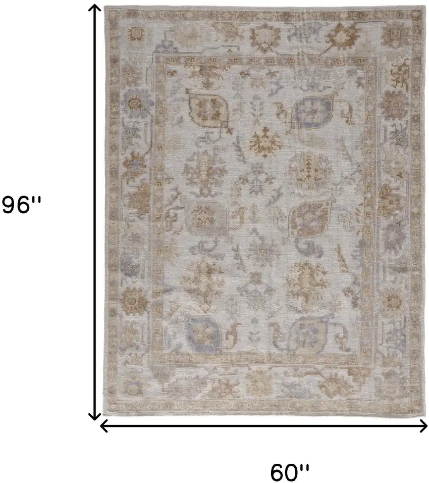 Ivory And Tan Floral Hand Knotted Stain Resistant Area Rug Photo 10