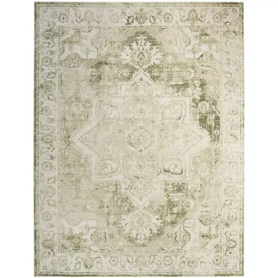Ivory And Tan Floral Medallion Area Rug Photo 7