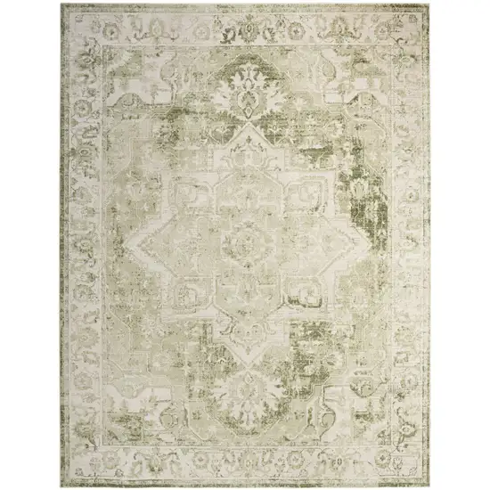 Ivory And Tan Floral Medallion Area Rug Photo 8