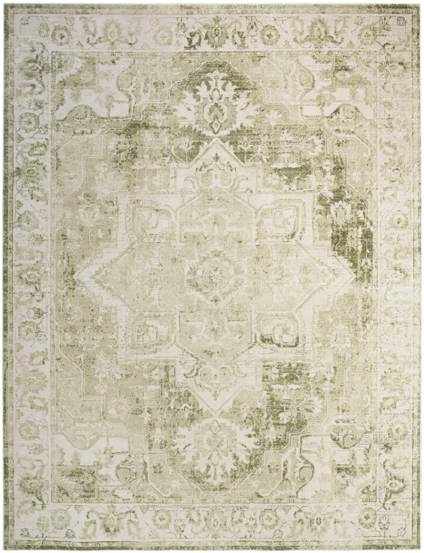 Ivory And Tan Floral Medallion Area Rug Photo 8