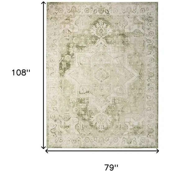 Ivory And Tan Floral Medallion Area Rug Photo 3