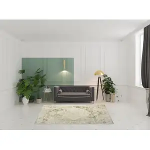 Photo of Ivory And Tan Floral Medallion Area Rug