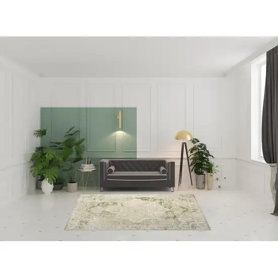 Ivory And Tan Floral Medallion Area Rug Photo 1