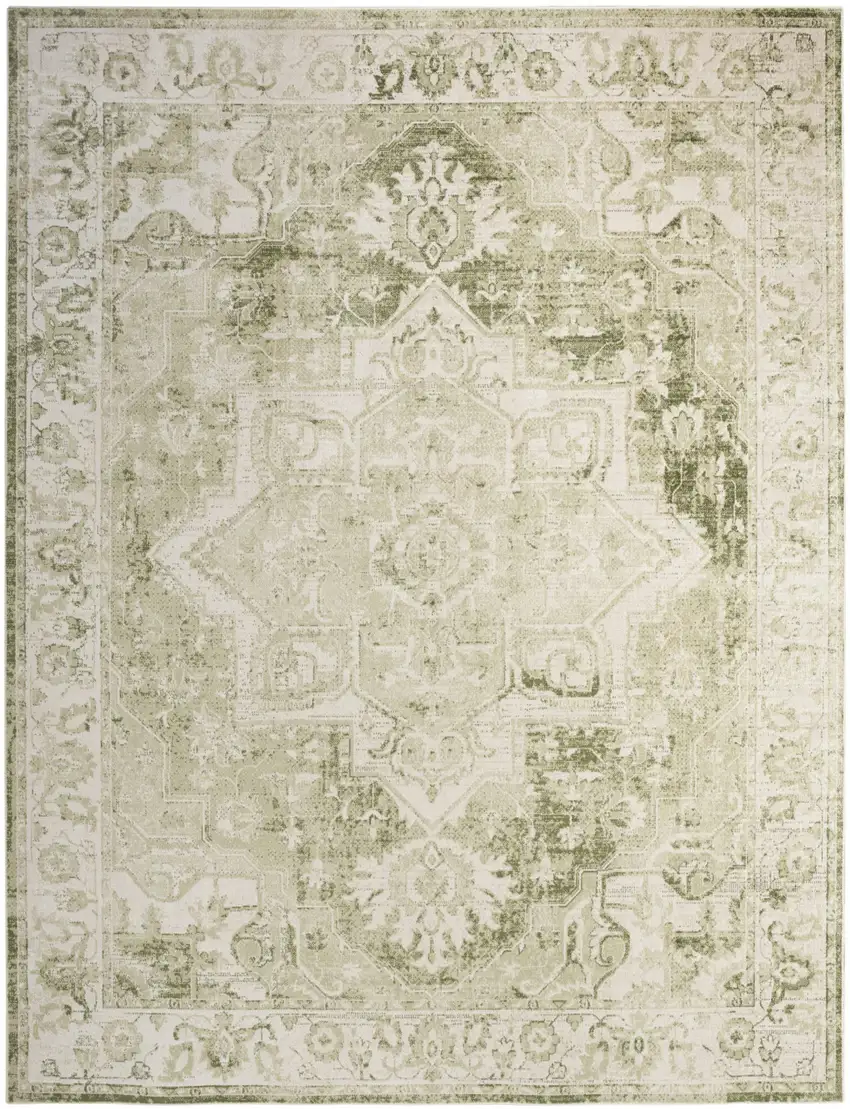 Ivory And Tan Floral Medallion Area Rug Photo 8
