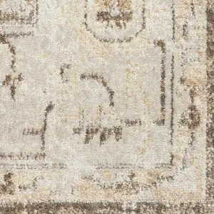 Photo of Ivory And Tan Floral Medallion Distressed Area Rug