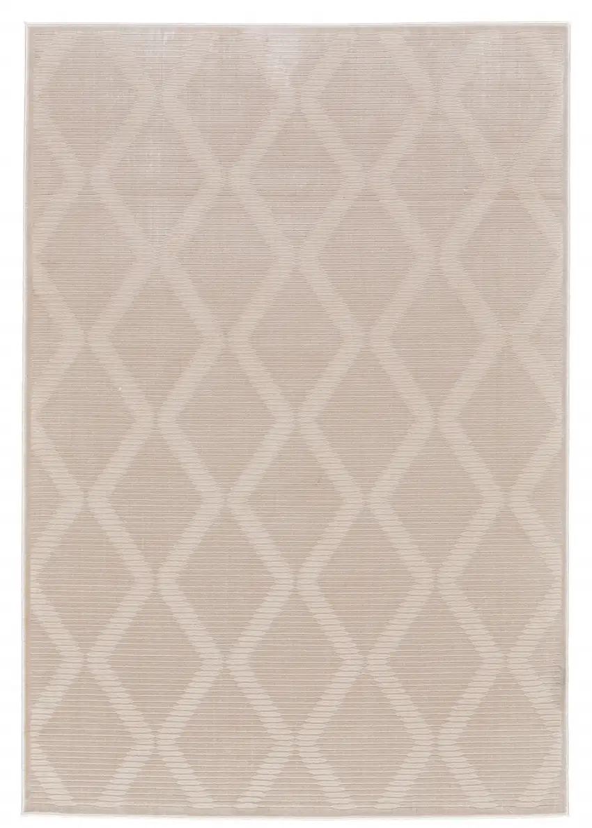 Ivory And Tan Geometric Stain Resistant Area Rug Photo 1