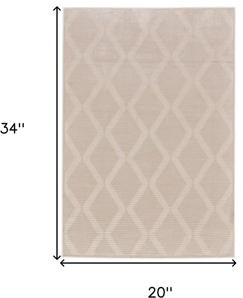 Ivory And Tan Geometric Stain Resistant Area Rug Photo 4