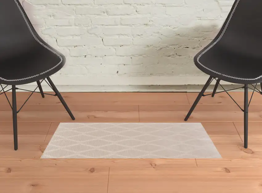 Ivory And Tan Geometric Stain Resistant Area Rug Photo 2