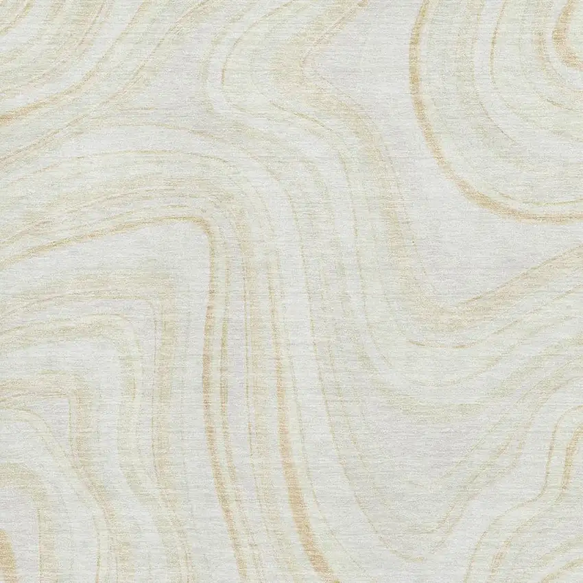 Ivory And Tan Marble Washable Area Rug With UV Protection Photo 3