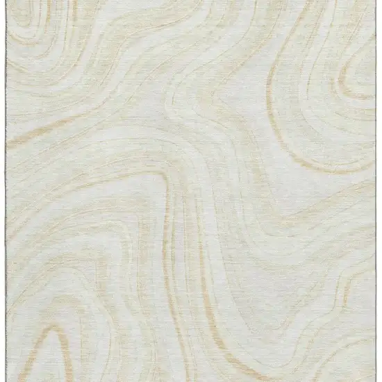 Ivory And Tan Marble Washable Area Rug With UV Protection Photo 4