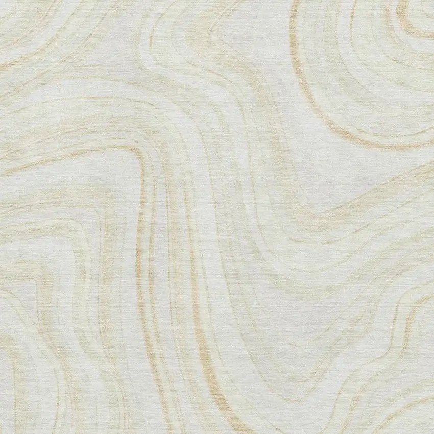 Ivory And Tan Marble Washable Area Rug With UV Protection Photo 3