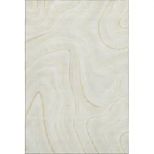 Photo of Ivory And Tan Marble Washable Area Rug With UV Protection