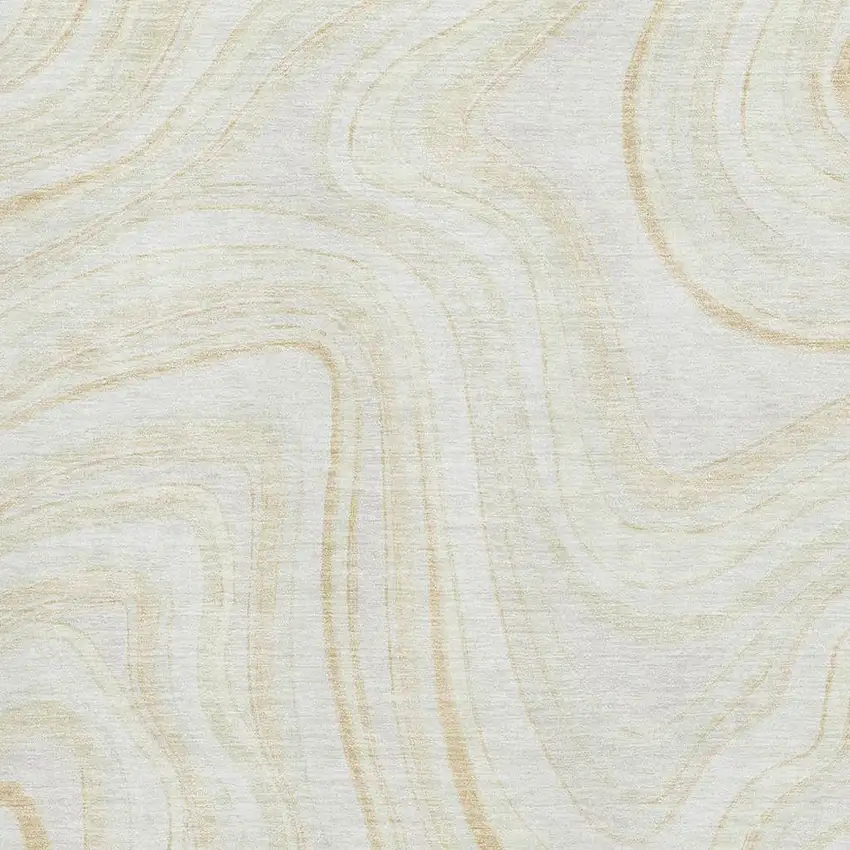 Ivory And Tan Marble Washable Area Rug With UV Protection Photo 3