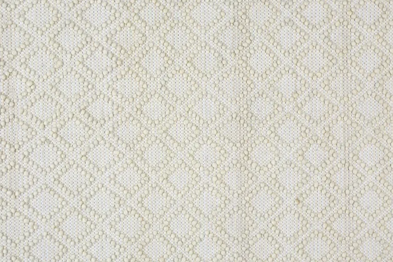 Ivory And Tan Wool Geometric Hand Woven Area Rug With Fringe Photo 5