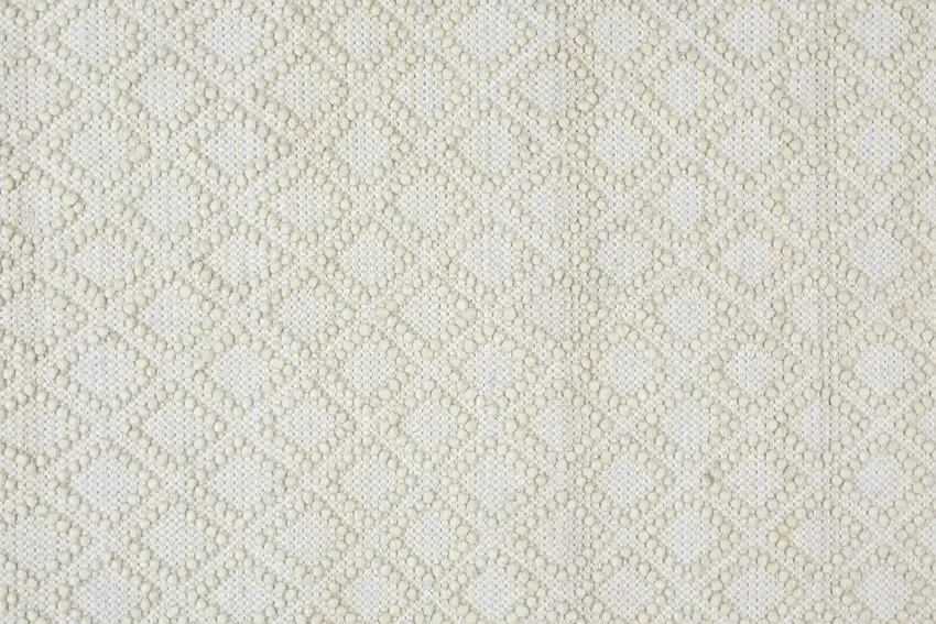 Ivory And Tan Wool Geometric Hand Woven Area Rug With Fringe Photo 6