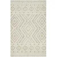 Photo of Ivory And Tan Wool Geometric Tufted Handmade Stain Resistant Area Rug