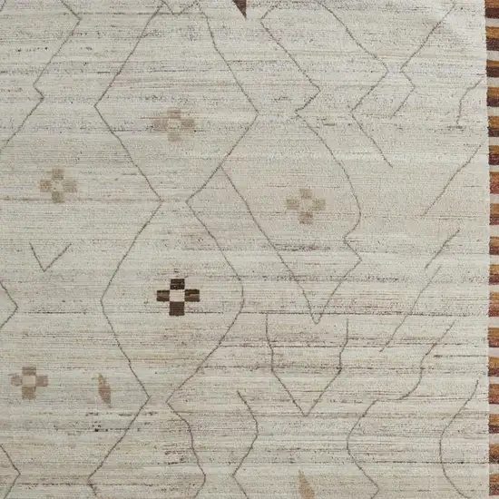 Ivory And Tan Wool Moroccan Hand Knotted Area Rug Photo 4