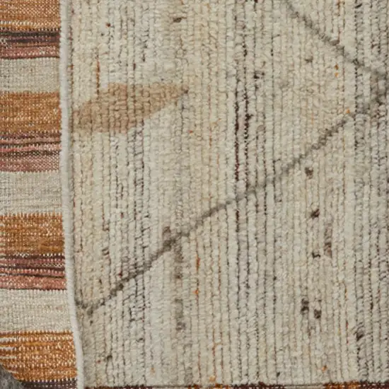 Ivory And Tan Wool Moroccan Hand Knotted Area Rug Photo 7