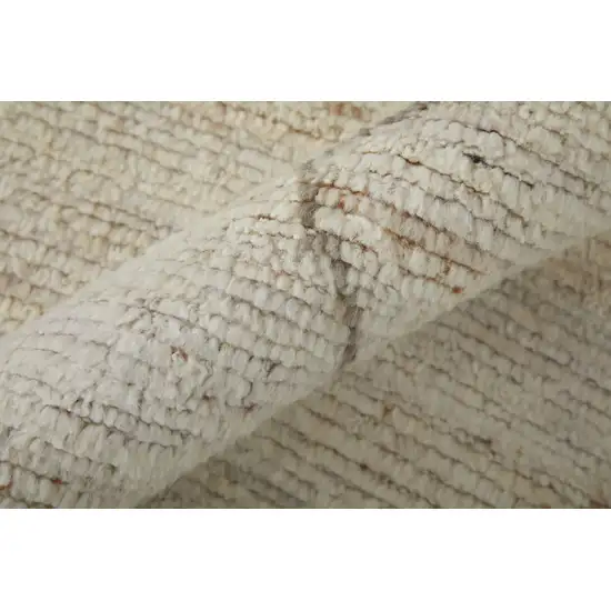 Ivory And Tan Wool Moroccan Hand Knotted Area Rug Photo 9