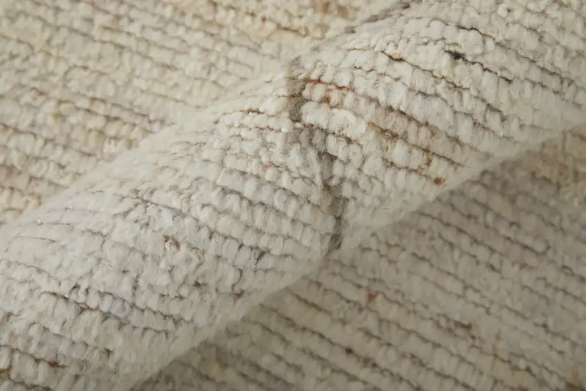 Ivory And Tan Wool Moroccan Hand Knotted Area Rug Photo 9