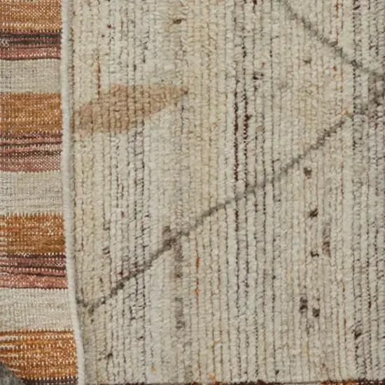 Ivory And Tan Wool Moroccan Hand Knotted Area Rug Photo 7