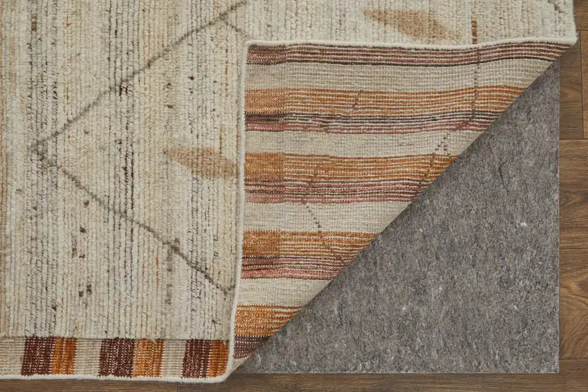 Ivory And Tan Wool Moroccan Hand Knotted Area Rug Photo 5