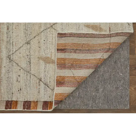 Ivory And Tan Wool Moroccan Hand Knotted Area Rug Photo 5