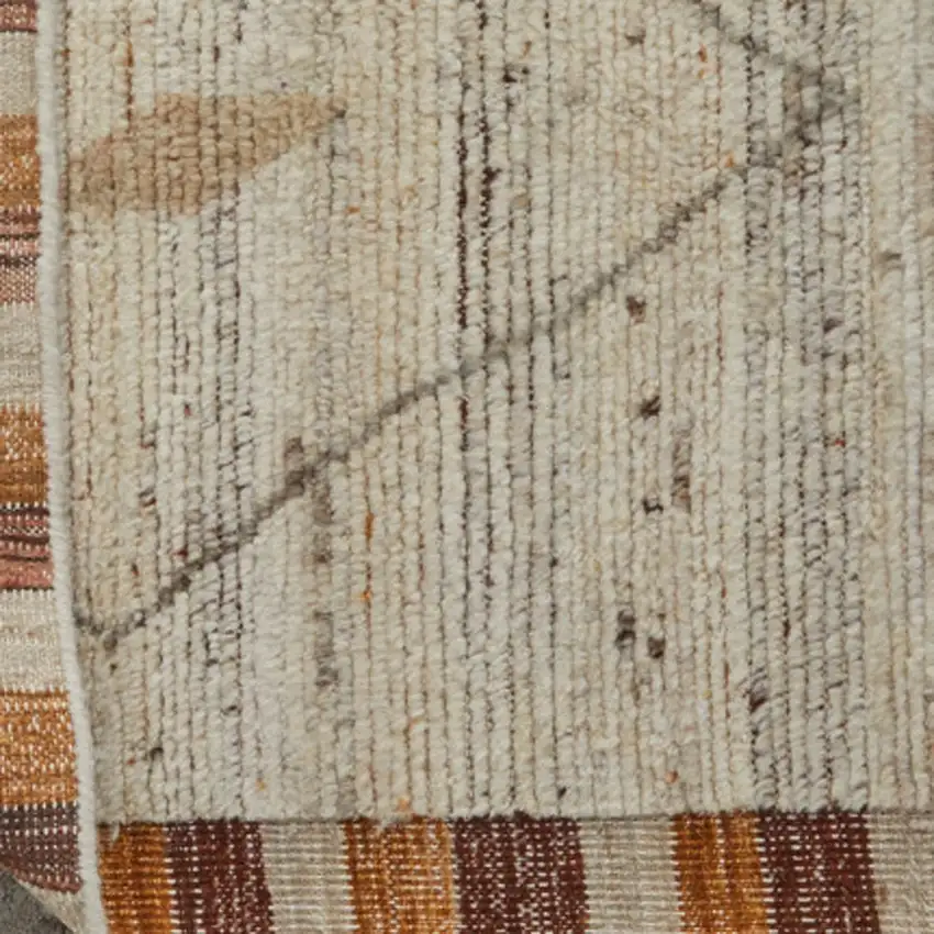 Ivory And Tan Wool Moroccan Hand Knotted Area Rug Photo 7