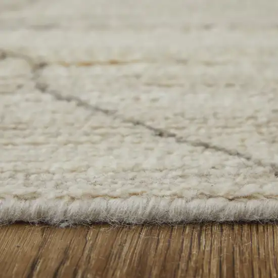 Ivory And Tan Wool Moroccan Hand Knotted Area Rug Photo 8