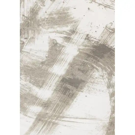 Ivory And Taupe Abstract Area Rug Photo 2