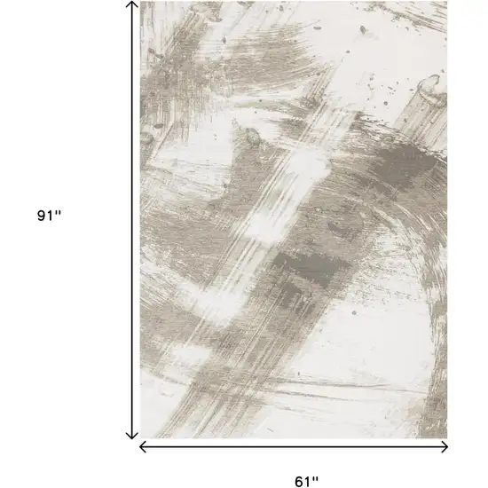 Ivory And Taupe Abstract Area Rug Photo 3