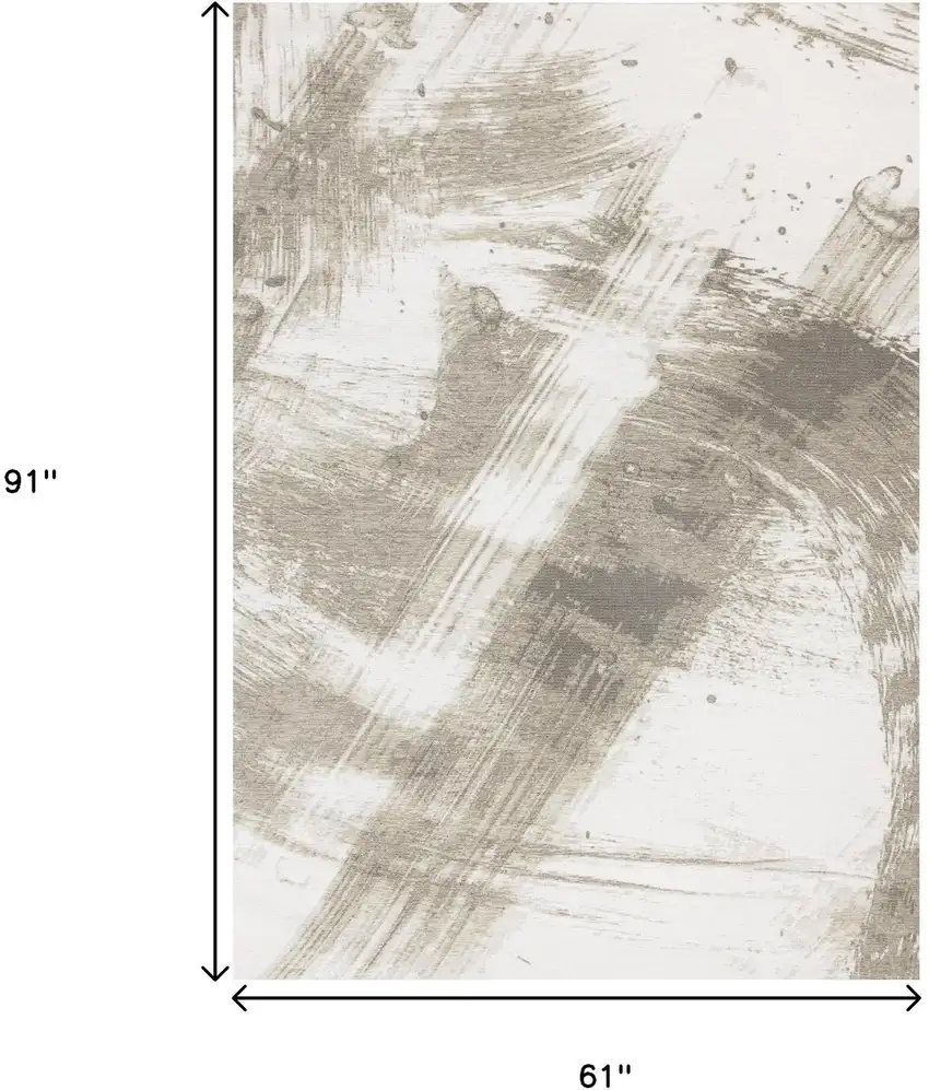Ivory And Taupe Abstract Area Rug Photo 3