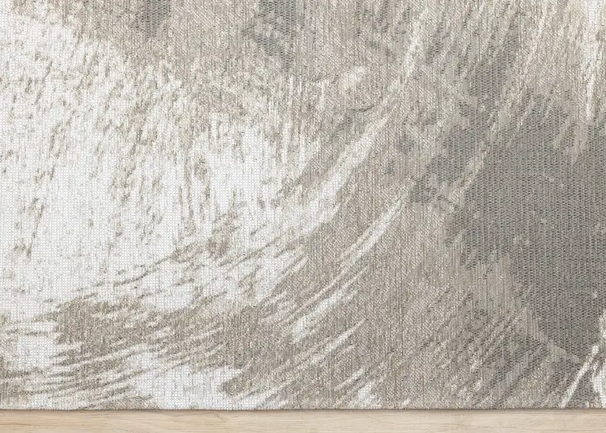 Ivory And Taupe Abstract Area Rug Photo 9