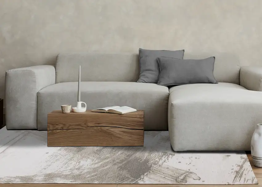 Ivory And Taupe Abstract Area Rug Photo 5