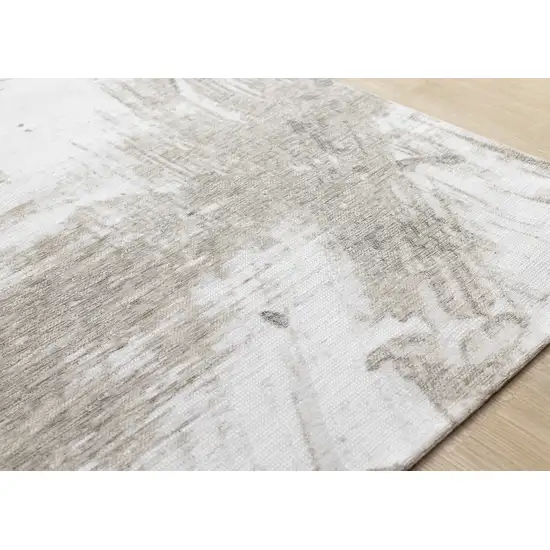 Ivory And Taupe Abstract Area Rug Photo 6