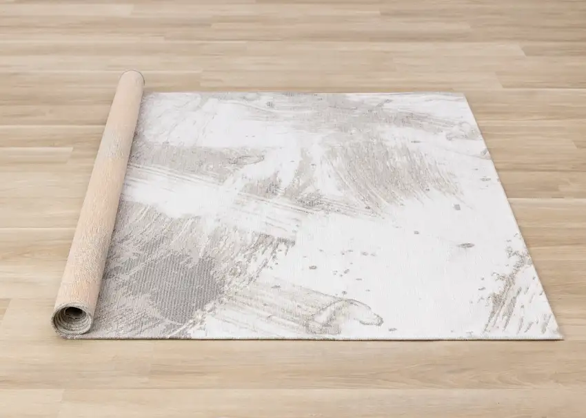 Ivory And Taupe Abstract Area Rug Photo 9