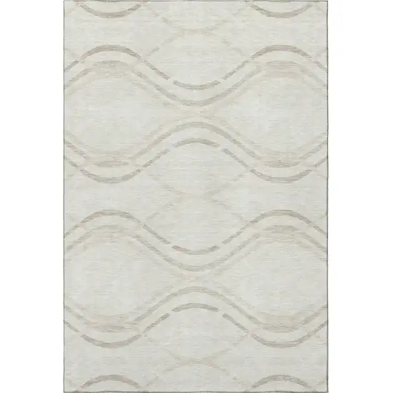 Ivory And Taupe Abstract Washable Area Rug With UV Protection Photo 4