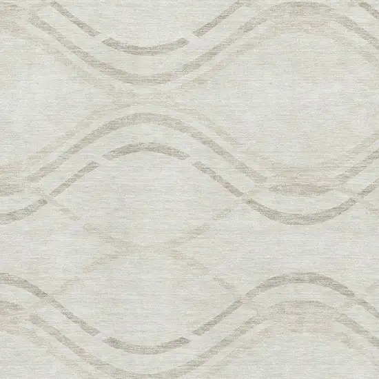 Ivory And Taupe Abstract Washable Area Rug With UV Protection Photo 3