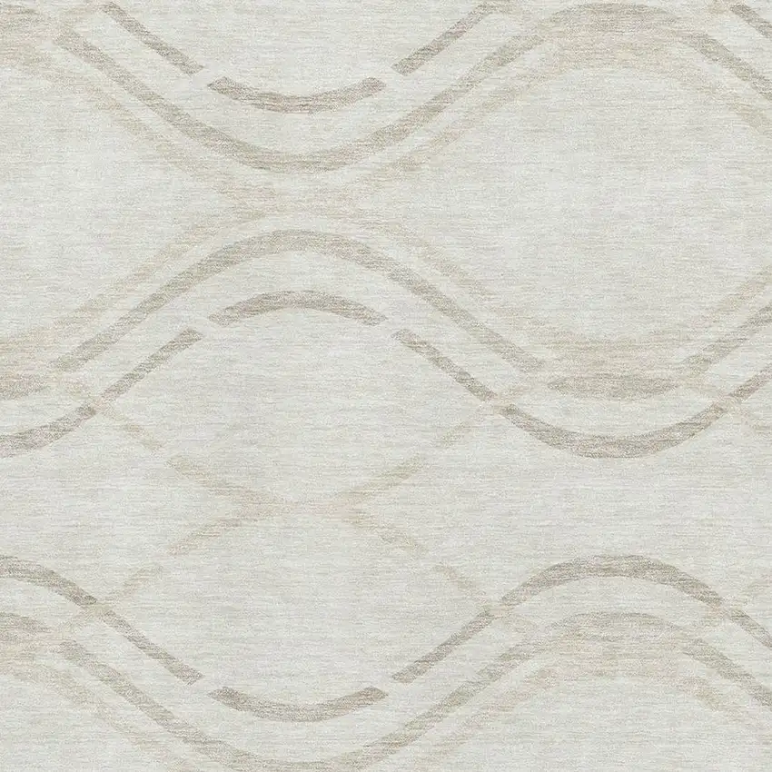 Ivory And Taupe Abstract Washable Area Rug With UV Protection Photo 3