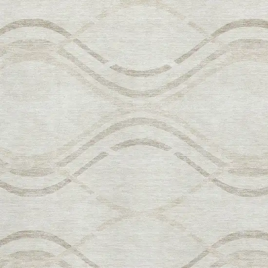 Ivory And Taupe Abstract Washable Area Rug With UV Protection Photo 3